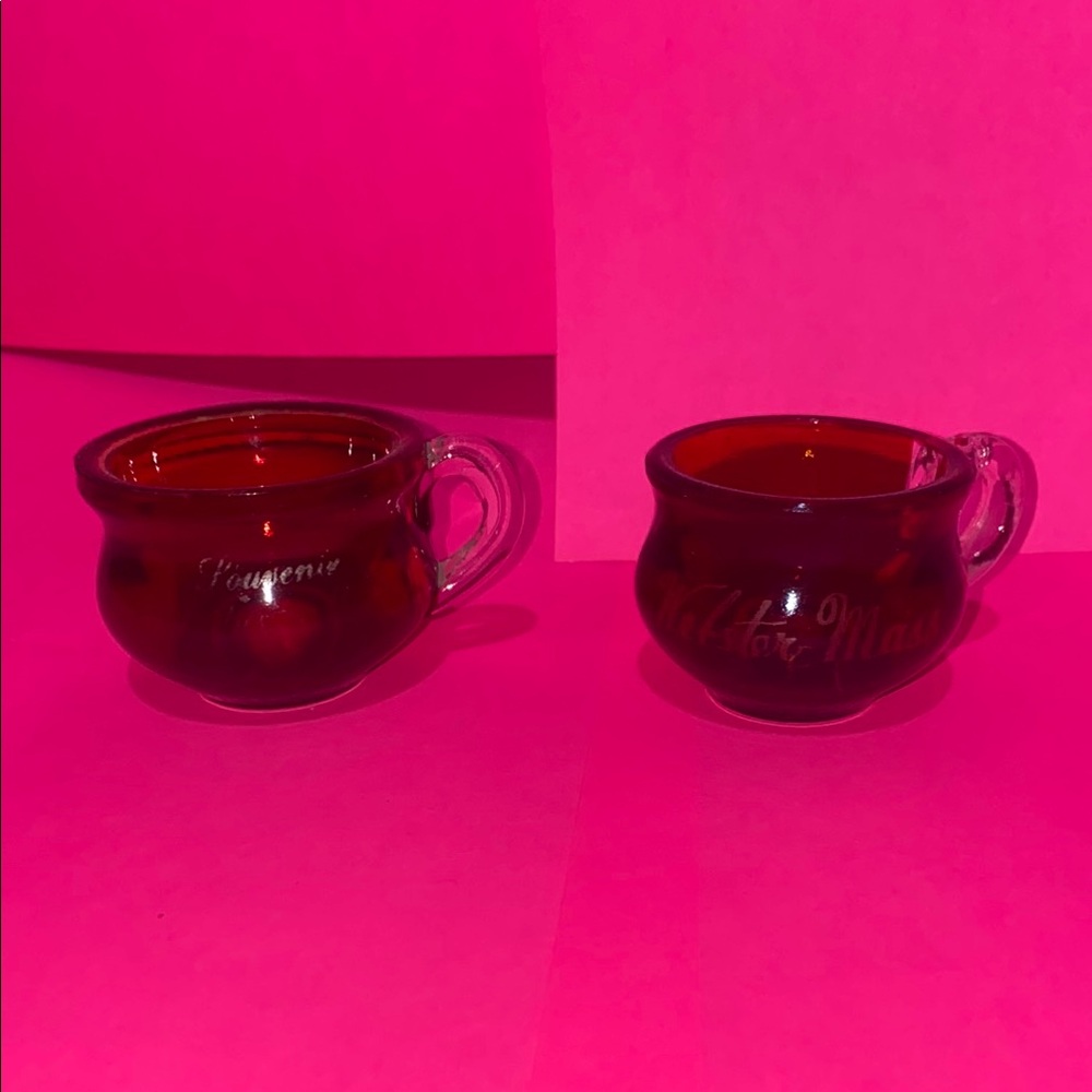 Vintage Red Glass Mugs
